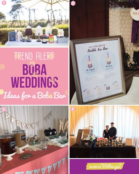 Boba Bars at Weddings: Get with the Trend! Boba Station Wedding, Boba Bar Station Diy, Diy Boba Bar, Boba Bar Wedding, Boba Bar Station, Boba Station, Boba Tea Bar, Bars At Weddings, Bubble Tea Bar