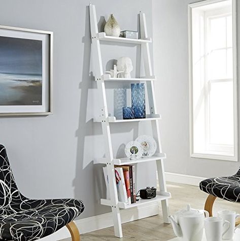 Ladder Shelving Unit, Open Shelving Units, White Bookcase, Ladder Shelf, Bookcase Shelves, Wall Racks, Living Room Furniture Sofas, Ladder Bookcase, Open Shelving