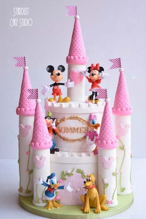 Disney Castle Cake Ideas, Mickey Clubhouse Cake, Disneyland Birthday Cake, Disneyland Cake, Mickey Mouse Clubhouse Birthday Cake, Disney Castle Cake, Mickey Mouse Clubhouse Cake, Birthday Cake Inspiration, Castle Birthday Cakes