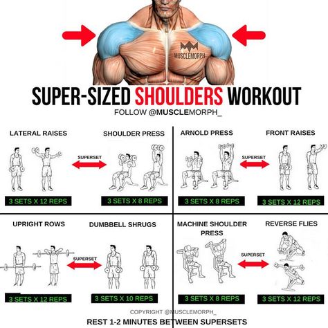 Want BIGGER Shoulders? Try this workout LIKE/SAVE IT if you found this useful. FOLLOW @musclemorph_ for more exercise & nutrition tips . *A Superset is when you do two exercises back to back with no rest between them . TAG A GYM BUDDY . ✳Enhance your progress with @musclemorph_ Supplements ➡MuscleMorphSupps.com #MuscleMorph via ✨ @padgram ✨(http://dl.padgram.com) Bigger Shoulders, Rutinitas Harian, Traps Workout, Workouts For Men, Motivație Fitness, Gym Antrenmanları, Gym Buddy, Big Shoulders, Muscle Building Workouts