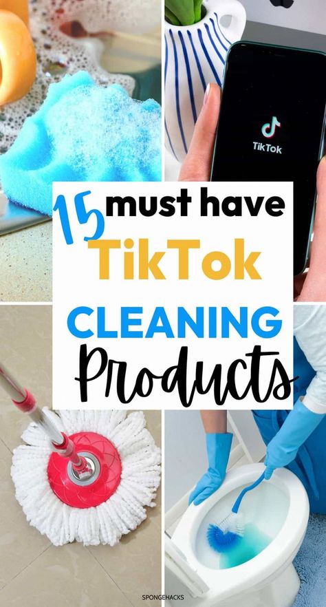 15 Must Have TikTok Cleaning Products Everyone Raves About - Sponge Hacks #a #for #Home #Effective #Spotless #Cleaning #Trends #HomeTrends #Tips #Discovering #Hacks #Motivation #Inspiration #Easy #and #Inspo Spin Mop Cleaning Hacks, Tik Tok Cleaning Hacks, Pine Sol Cleaning, Tiktok Cleaning, Cleaning Supplies List, Household Cleaning Products, Simply Earth, Cleaning Videos, Bathroom Cleaning Supplies