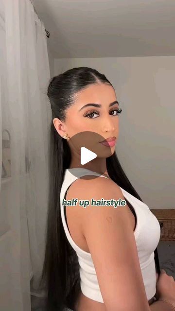 Haircare & Selfcare on Instagram: "Quick half up hair🩵 #hairtok #hairstyle #hairtutorial #hairinspo #hairideas #hairstyles #tutorial #sleekhair #halfuphair" Slick Back Hairstyles Half Up Half Down, Half Up Half Down Slick Back, Half Up Half Down Hair Easy, Slick Half Up Half Down Hair, Sleek Half Up Half Down Hair, Slick Back Half Up Half Down Hair, Half Up Hairstyle, Hairstyles Tutorial, Slicked Back Hair