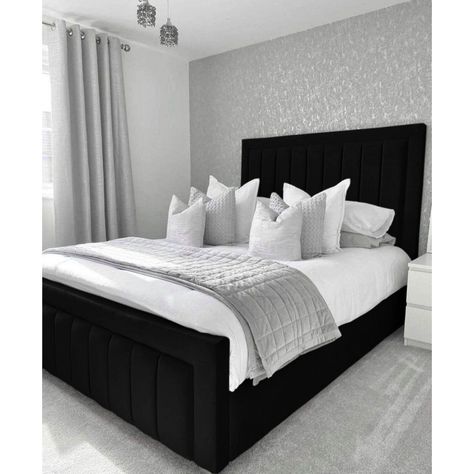 Bedroom Ideas | Cozy Bedroom interior design Soft Calm Aesthetic, Black White And Grey Bedroom, Black And Grey Bedroom, Black White Bedrooms, Calm Aesthetic, Black Bedroom Decor, Grey Bedroom Decor, Black Bed Frame, White Room Decor