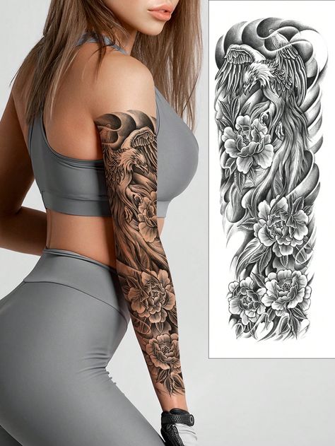 Yellow  Collar  PVC  Sticker Embellished   Beauty Tools Full Arm Sleeve Tattoo, Full Arm Sleeve, Temporary Tatoo, Arm Sleeve Tattoo, Fake Tattos, Arm Temporary Tattoos, Arm Sleeve Tattoos, Full Sleeve Tattoo, Real Tattoo