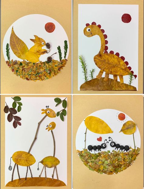 Leafs Arts And Crafts, Art And Nature Crafts, Leaf Painting Ideas For Kids, Art With Leaves Ideas, Nature Craft Ideas For Kids, Leaf Pictures For Kids, Natural Art For Kids, Nature Arts And Crafts For Kids, Leaf Arts And Crafts For Kids