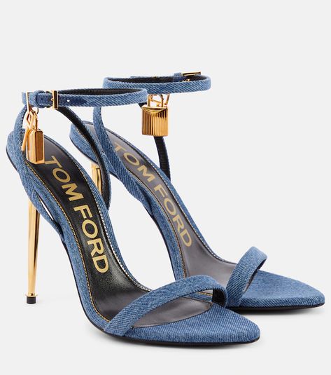 Tom Ford for Women | Shop at Mytheresa Tom Ford Heels, Tom Ford Shoes, Denim Sandals, Denim Heels, Givenchy Shoes, Designer High Heels, Strappy Stilettos, Girly Shoes, Blue Heels