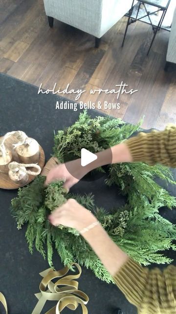 Sandra Herzog | Decor Finds & Design Tips on Instagram: "SALE ALERT! The holiday wreath I use on my range hood is on the @Wayfair Way Day sale! —> ⭐️ Comment SHOP and auto links will be sent.   Mine is the larger size. This is such a beautiful look for the holidays. Don’t forget the bells and bows—instructions are in the video and everything is linked. I’m excited to use this look in my new home!  ⚠️ If you’re not following me IG may block links.  ⭐️ Shop all my links via my bio page —> @tuxedofarmhouse  .  home interiors, home styling, affordable decor, home decor, classic home, interior design, kitchen styling, holiday home, holiday decor, Christmas decor, holiday kitchen, holiday wreaths, Amazon holiday, Wayfair holiday, Christmas wreaths, kitchen wreaths  #ltkholiday #christmaswreaths Christmas Wreaths Bells, Hosting A Wreath Making Party, Christmas Wreaths Bow, Big Christmas Wreaths For Outside, Wreath On Range Hood, Christmas Wreath With Bow, Classic Home Interior Design, Tuxedo Farmhouse, Kitchen Wreaths