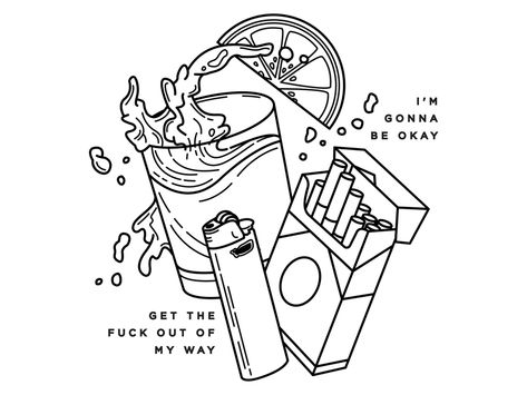 Alcohol. by Avery Muether Resistance Aesthetic, Gonna Be Okay, ポップアート ポスター, Bottle Drawing, Pen Drawings, Sketch Tattoo Design, Temp Tattoo, Desenho Tattoo, Tattoo Flash Art