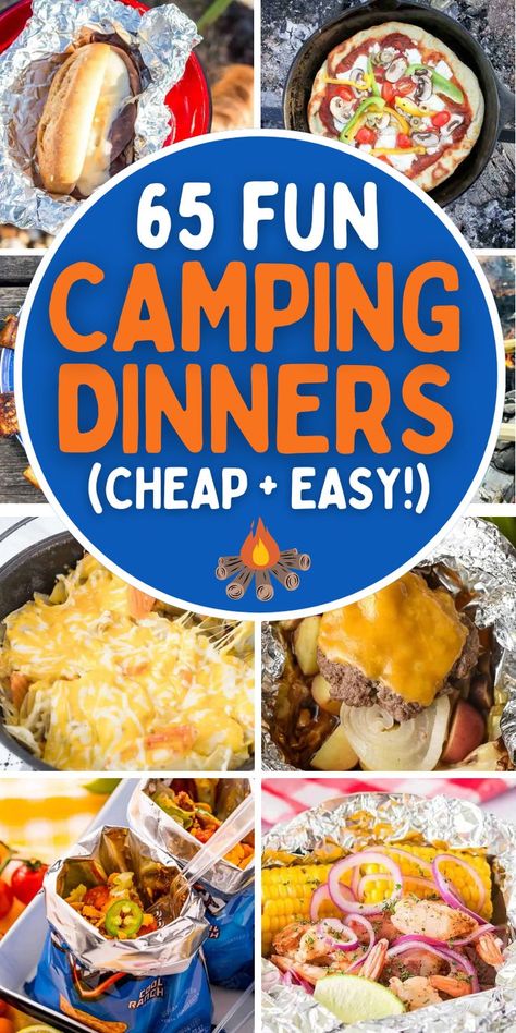 easy campfire dinners camping meals Easy Dinners For Camping Families, Camp Friendly Meals, Dinner Ideas For Camping Easy Meals, Cabin Supper Ideas, Camping Easy Food Ideas, Family Friendly Camping Meals, Budget Camping Meals, Cooking Over A Campfire, Camping Meal Ideas Families