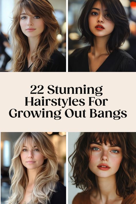 Are you in the process of growing out bangs and looking for hairstyle inspirations? Transitioning from bangs can be a fun journey! Check out these chic and easy growing out bangs hairstyles that will help you embrace your new look effortlessly. From soft waves to elegant updos, there are plenty of options to rock during the awkward stages of growing out your bangs. Say goodbye to the frustration and hello to stylish haircuts that will make you feel confident at every step of the way. Hairstyle Growing Out Bangs, Hairstyles For Growing Out Bangs, Haircut Options, Bangs Haircut, Bangs Back, Growing Out Bangs, Effortless Waves, Hair Mistakes, Stylish Hairstyles