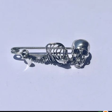 Silvertone Metal Alloy, Skeleton, Safety Pin Brooch. Aprox 2" Long X 3/4" Tall. Bnwt Never Used. Safety Pin Brooch, Safety Pins, Birthday Wishlist, Source Unknown, Safety Pin, 4 20, Pin Brooch, Brooch Pin, Brooches