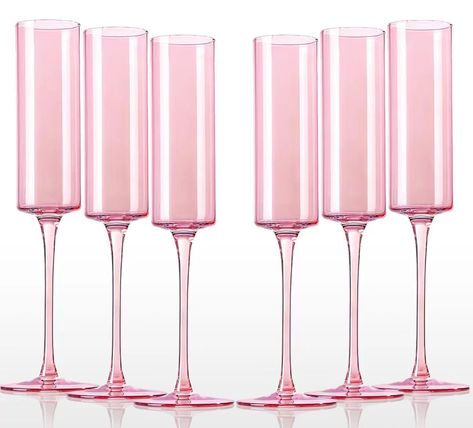 PRICES MAY VARY. 【PINK PERFECTION FOR YOUR CELEBRATIONS】Delight your guests and infuse elegance into any event with our Pink Champagne Flutes set of 6. Each flute is crafted with a unique square shape, capturing a contemporary vibe that’s exclusively chic. The uniform rosy hue adds a harmonious touch of charm, ensuring these glasses bring a radiant flourish to your table and elevate the mood of every toast. 【EXQUISITE CRAFTSMANSHIP】Each pink Champagne glass boasts exceptional clarity and brillia