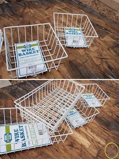 This thrifty idea ends up looking super chic! Industrial Baskets, 99 Cent Store, Diy Organizer, Creation Deco, Diy Basket, Wire Basket, Wire Baskets, Décor Diy, Dollar Store Crafts