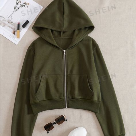 Brand New Cropped Zip Up Hoodie, Cropped Zip Up, Crop Hoodie, Hoodie Outfit, 5 S, Zipper Jacket, Hoodies For Sale, Zipper Hoodie, Long Shirt