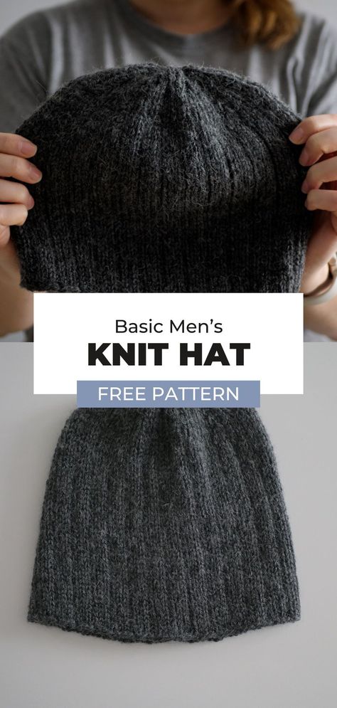 Free Mens Beanie Knitting Patterns, Mens Hats Knitting Patterns Free, Men Knitted Hat Free Pattern, Men’s Hat Knitting Pattern, Mens Knit Beanie Pattern Free, Basic Knit Hat Pattern Free, Knit Mens Hat, Free Knit Hat Patterns, Mens Knit Hats