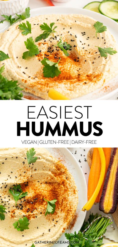 Roasted Garlic Hummus Recipe, Creamy Hummus Recipe, Best Hummus Recipe, Easy Hummus Recipe, Hummus Recipe Homemade, Recipe For Beginners, Easy Mediterranean Diet Recipes, Easy Hummus, Homemade Hummus