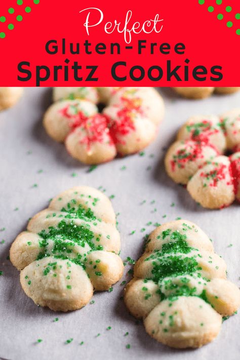 Gluten Free Spritz Cookies, Cookies Easy Recipe, Gluten Free Holiday Cookies, Cookies Sans Gluten, Spritz Cookie Recipe, Gluten Free Christmas Cookies, Patisserie Sans Gluten, Dessert Sans Gluten, Gluten Free Holiday