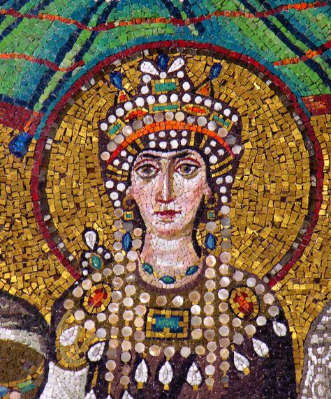 The Empress Theodora (corrected perspective) | One of the mo ... Empress Theodora, Byzantine Fashion, Quotes Historical, Byzantine Jewelry, Quotes Strong, Byzantine Mosaic, Eastern Roman, Roman Mosaic, Empire Romain