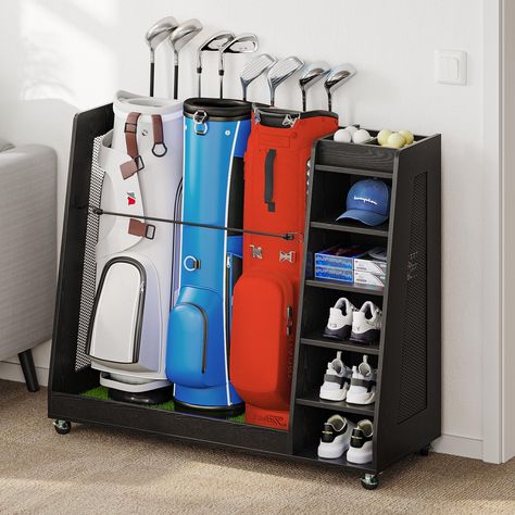 Golf Organizer, Golf Bag Storage, Garage Wall Organizer, Sports Equipment Storage, Sport Rack, Gondola Shelving, Garage Organize, Ball Storage, Equipment Storage