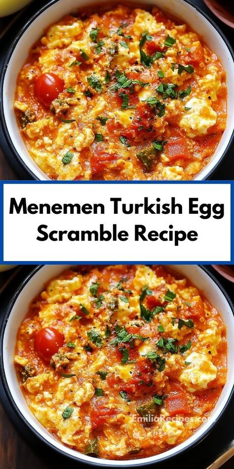 Looking for breakfast ideas? Our Menemen Turkish Egg Scramble Recipe is perfect! Ideal for breakfast or dinner, this dish combines eggs and Turkish flavors. Enjoy easy breakfast ideas and delightful Turkish recipes! Peppers And Eggs, Breakfast For Dinner Ideas, Menemen Recipe, Top Breakfast Recipes, Turkish Eggs, Egg Scramble, Breakfast Recipes Kids, Turkish Breakfast, Yummy Healthy Breakfast