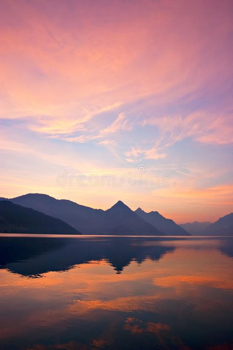 Mountain Sunrise. Beautiful sunrise over mountains, reflected on lake. Central S , #spon, #Beautiful, #sunrise, #Mountain, #Sunrise, #mountains #ad Sunrise Reflection On Water, Mountain Reflection Painting, Sunrise Aesthetic Mountain, Mountains At Sunset, Sunrise Over Lake, Mountain Lake Sunset Painting, Sunrise Mountain Aesthetic, Sunrise Reference, Sunrise Mountain Painting