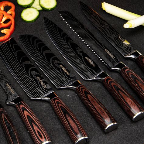 SEIDO Japanese Master Chef Knife Set | 8-Piece Professional Knife Set – SeidoKnives Best Kitchen Knife Set, Culinary Chef, Handmade Chef Knife, Damascus Kitchen Knives, Culinary Cooking, Best Kitchen Knives, Gadgets Kitchen Cooking, Japanese Kitchen Knife, Knife Block Set