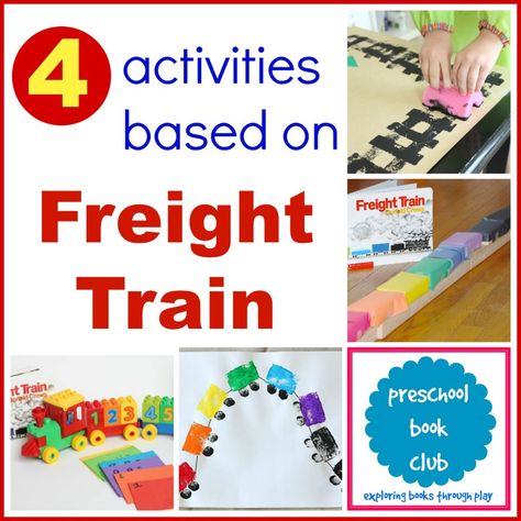 Freight Train Activities from Preschool Book Club Freight Train Book Activities, Prek Transportation, Trains Preschool, Literacy Activities Kindergarten, Transportation Activities, Transportation Preschool, Train Book, Train Theme, Kids Literacy