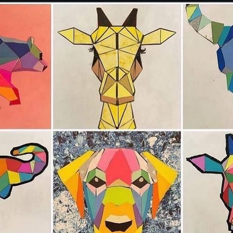 Osage Trail Middle School ART on Instagram: "Get stocked up on your favorite art projects, like these GEOMETRIC SHAPE ANIMALS. How much fun are these!!! 😍  . . . Step by step directions for this project are available on my TPT Store. The link is in my profile. . . .  #art #artistsoninstagram #artclass #artclassroom #artproject #kidsartproject #middleschool #middleschoolart #middleschoolartteacher #schoolwork #homeschool #homeschooling #artteachersofinstagram #artteacher #artteacherlife #artteachersofig #artproject #tpt #tptteachers #tptseller #teachersoftpt  #shapes #astrobrights #paper" Shape Animals, Profile Art, Animal Art Projects, 6th Grade Art, 4th Grade Art, Classroom Projects, Arts Ed, Shape Art, Middle School Art