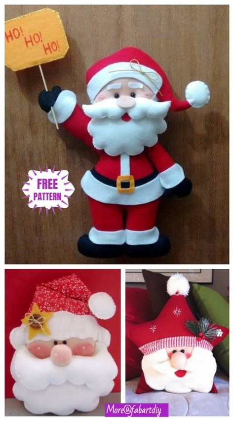 DIY Santa Clause Sew Free Patterns Santa Claus Felt Pattern, Santa Sewing Patterns Free, Santa Claus Patterns Templates, Santa Felt Ornament, Felt Santa Pattern, Christmas Craft Diy, Santa Crochet, Santa Claus Crafts, Gnome Pattern