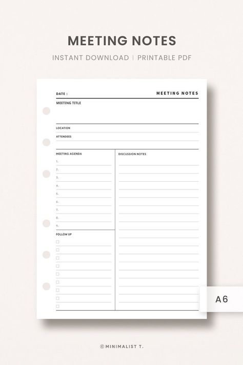 #Organisation #Meeting_Management #School_Tricks #Meeting_Notes_Template Meeting Management, School Tricks, Meeting Notes Template, Planner Minimal, Meeting Minutes, Homework Planner, Meeting Agenda Template, Goals Template, Meeting Agenda