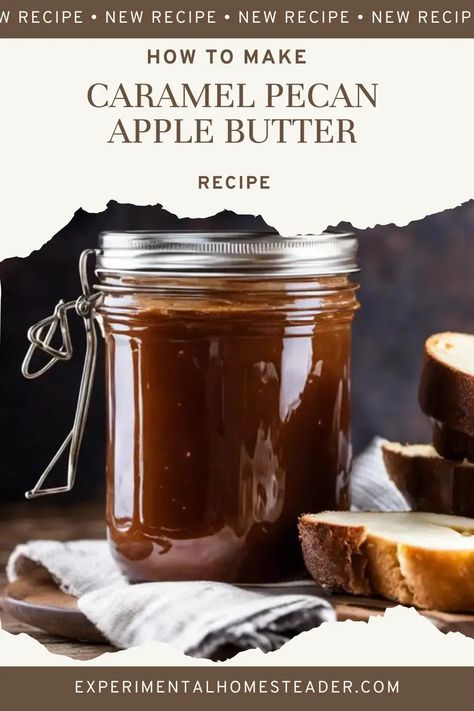 Master the art of crafting a luscious caramel pecan apple butter recipe in your homestead kitchen. Delicious farm-to-table creation awaits! Fireball Apple Butter, Apple And Pear Butter Recipe, Apple Butter Variations, Pecan Jam Recipe, Flavored Apple Butter, Spicy Apple Butter, Carmel Apple Butter Canning, Apple Butter Flavors, Apple Cider Butter