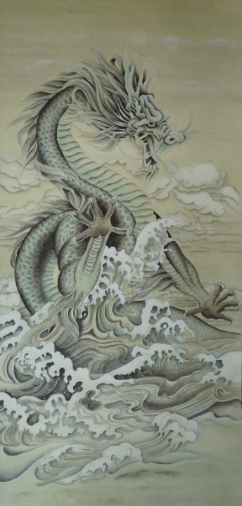 Asian Dragon, Chinese Brush Painting, Water Dragon, Japanese Dragon, Sea Dragon, Brush Painting, Dragon Artwork, Chinese Dragon, Ancient China