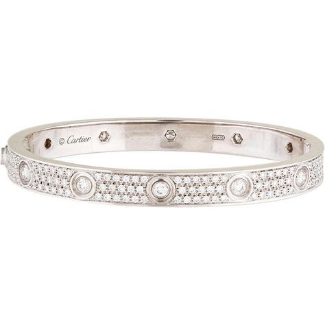 Pre-owned Cartier Diamond Pav? LOVE Bracelet found on Polyvore featuring polyvore, women's fashion, jewelry, bracelets, 18 karat gold jewelry, preowned jewelry, pre owned jewelry, cartier jewellery and diamond bangles Silver Cartier Bracelet, Cartier Love Bracelet Diamond, Bracelets Cartier, Cartier Diamond Bracelet, Cartier Bangle, Cartier Jewellery, Jewelry Cartier, Cartier Diamond, Dope Jewelry Accessories