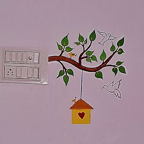 Switchboard painting# painting #newpost Drawing On Switchboard, Switchboard Painting, Switchboard Art, Switch Board Art, Wall Drawing Ideas, Wall Art Diy Paint, Diy Wall Painting, Dressing Table Design, Home Decor Hooks