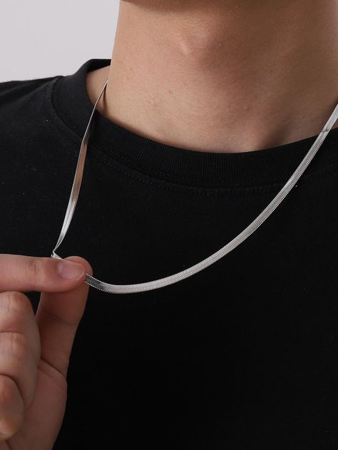 Silver  Collar  Stainless Steel   Embellished   Men's Fashion Jewelry Mens Silver Chain Necklace Men's Jewelry, Men Silver Pendant, Silver Accessories For Men, Silver Chains For Men, Silver Chain Men, Men Silver Chain, Chain Men Necklace, Silver Necklace Men, Silver Necklace For Men