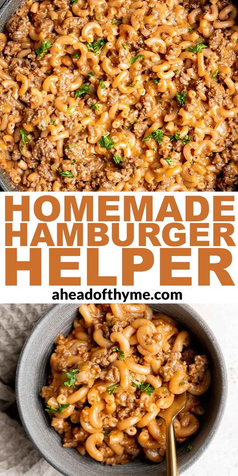 Homemade Hamburger Helper Cheese Burger Macaroni Hamburger Helper, Spaghetti Hamburger Helper, Home Hamburger Helper, Home Made Hamberhelper, Lean Hamburger Meat Recipes, Healthier Hamburger Helper, Hamburger Mac, Elbow Macaroni Recipes, Hamburger Helper Homemade