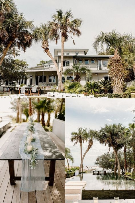 Beach Garden Wedding Ideas, Brunch Beach Wedding, Small Backyard Beach Wedding, Beach Wedding In Florida, Florida Beach Micro Wedding, Rosemary Beach Florida Wedding, Florida Beach House Wedding, Micro Beach Wedding Reception, Beach House Wedding Reception Small