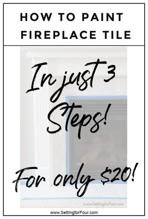 Learn how to paint fireplace tile for only $20, in just 3 steps! No sanding!The DIY tutorial, the paint I used and before and after pictures are included! This DIY project is so quick and easy! #quick #easy #diy #tile #paint #fireplace #color #ceramic #livingroom #homeimprovement Paint Tile Around Gas Fireplace, Stenciled Fireplace Tile, Painting Tile Fireplace Surround, Fireplace Tile Paint, Paint Tile Fireplace Before And After, Painting Tile Around Fireplace, Painted Tile Fireplace, How To Paint Fireplace, Glass Tile Fireplace