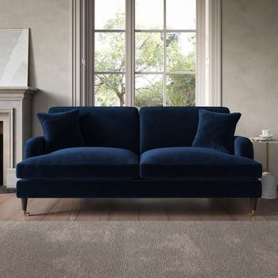 Navy Velvet 3 Seater Sofa - Payton Navy Sofa Living Room Colour Schemes, Payton Sofa, Navy Couch Living Room, Dark Blue Couch, Navy Sofa Living Room, Navy Velvet Sofa, Blue Sofas Living Room, Sofa Navy, Navy Sofa