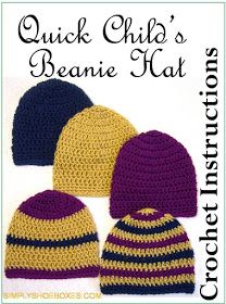 Simply Shoeboxes: DIY Quick to Crochet Child's Beanie Hat Pattern Childrens Crochet Hats, Crochet Hat Sizing, Crochet Hats For Boys, Beanie Hat Pattern, Easy Crochet Hat, Crochet Kids Hats, Hat Patterns Free, Christmas Child, Crochet Hat Free