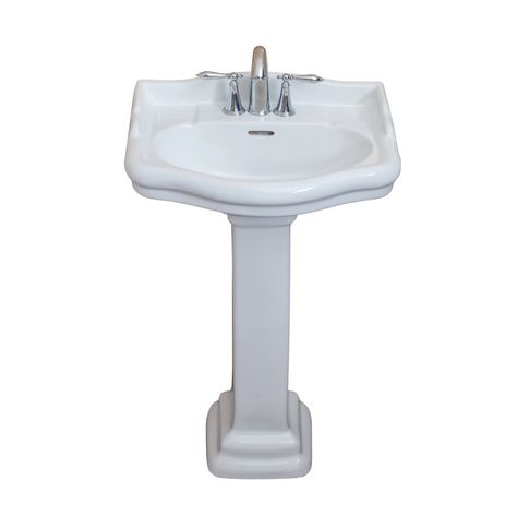 Fine Fixtures Roosevelt Vitreous China Oval Pedestal Bathroom Sink with Overflow & Reviews | Wayfair White Pedestal Sink, Rectangular Vessel Sink, White Pedestal, Bathroom Sink Tops, Pedestal Bathroom Sink, Traditional Bathroom Designs, White Faucet, Ceramic Framed, Bar Faucet