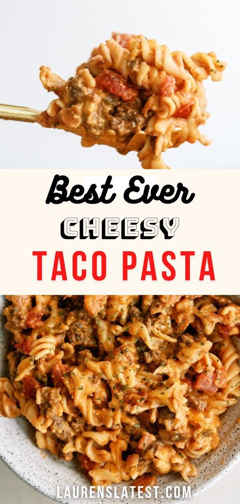 Cheesy Beef Taco Pasta, Mexican Pasta Recipes, Taco Pasta Bake, Taco Pasta Recipe, Noodles Dinner, Cheesy Taco Pasta, Taco Pasta Recipes, Ground Beef Taco Seasoning, Beef Taco Seasoning