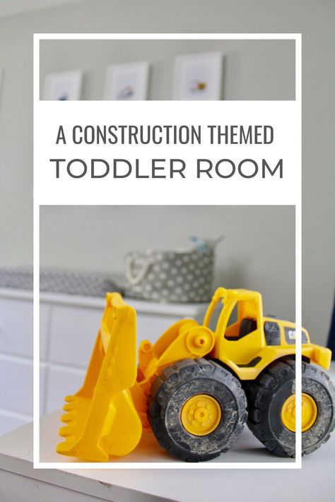 Andrew's construction themed toddler room: Construction truck book wall, truck prints above the dresser/changing table, construction bedding.. Boys Truck Room, Boys Truck Bedroom, Boys Bedroom Construction, Construction Theme Rooms, Construction Theme Bedroom, Toddler Boy Room Themes, Truck Toddler Bed, Boys Construction Room, Truck Themed Bedroom