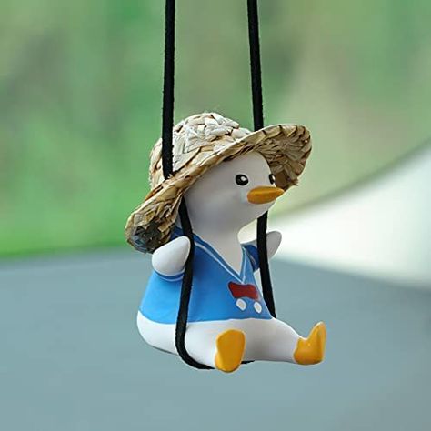 PRICES MAY VARY. 🦆【Reliable material】The cute swing duck car pendant with a lovely shape is mainly made of gypsum material, stable and smooth, solid and sturdy, offering a long service life; And you can also add some perfume to it, which will make your driving tour more relaxing. 🦆【Product Features】The car pendant interior rearview mirror swing duck design is cute, the size is moderate, and the lanyard can be adjusted to avoid affecting the driving sight or hitting the windshield. When driving Little Duck, Yellow Duck, Feather Pattern, Car Ornaments, Cute Anime, Hanging Mirror, Rearview Mirror, Car Mirror, Business Gifts