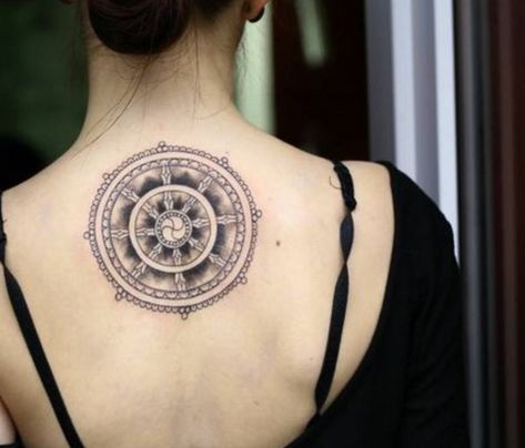 Tattoo Symbols dharma Dharma Chakra Tattoo, Wheel Of Dharma Tattoo, Dharmachakra Tattoo, Dharma Wheel Tattoo Design, Tacky Tattoos, Dharma Wheel Tattoo, Dharma Tattoo, Dharma Chakra, Buddhist Tattoos