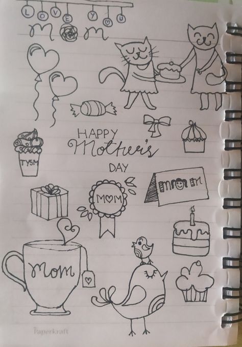 Mother Doodle Art, Mothers Day Doodles Easy, Cute Mother’s Day Doodle, Mom Doodle Art, Easy Drawings For Mom, Mother’s Day Simple Drawing, Doodles Mothers Day, Mother’s Day Doodles, Mother’s Day Drawing