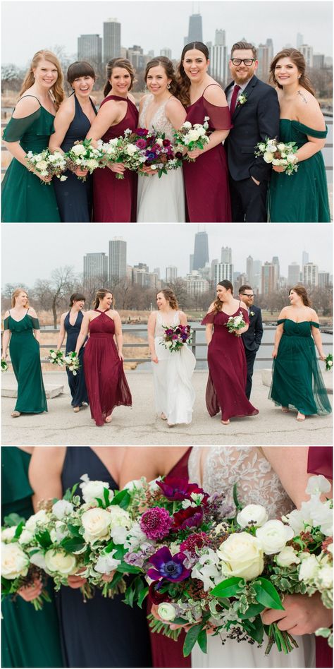 Burgundy Navy and Emerald Greenhouse Loft Wedding Emerald Green And Burgundy Wedding Bridesmaid Dress, Burgundy Navy And Emerald Wedding, Navy Blue Emerald Green Burgundy Wedding, Burgundy Emerald Wedding, Emerald And Maroon Wedding, Emerald Burgundy Wedding, Emerald And Berry Wedding, Emerald And Ruby Wedding, Emerald And Burgundy Wedding