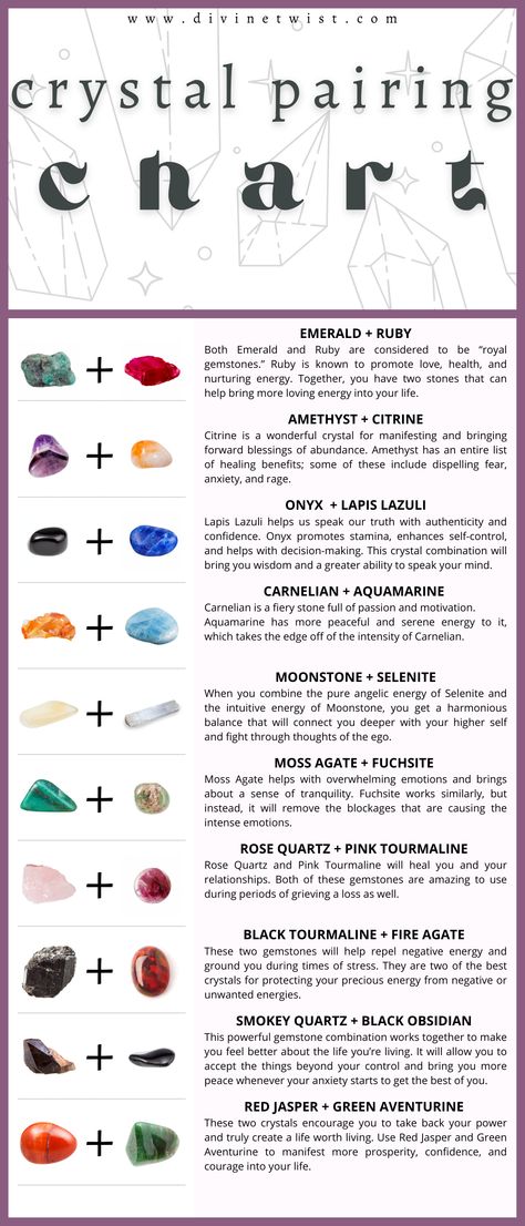 Crystal Jewelry Meaning, July Stones And Crystals, Healing Crystals Guide, Right And Left Hand Crystals, Crystal Pairings To Avoid, Gemstones For Love, Gemstone Combinations Jewelry, Crystal Combinations For Love, Love Crystals And Stones