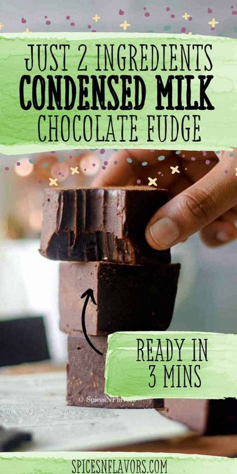 2 Ingredient Fudge Condensed Milk, Cocoa Powder Fudge Recipe, Fudge Recipe Condensed Milk, Sweetened Condensed Milk Fudge, Condensed Milk Fudge, Chocolate Fudge Recipes Easy, Chocolate Condensed Milk, Microwave Chocolate Fudge, Fudge With Condensed Milk