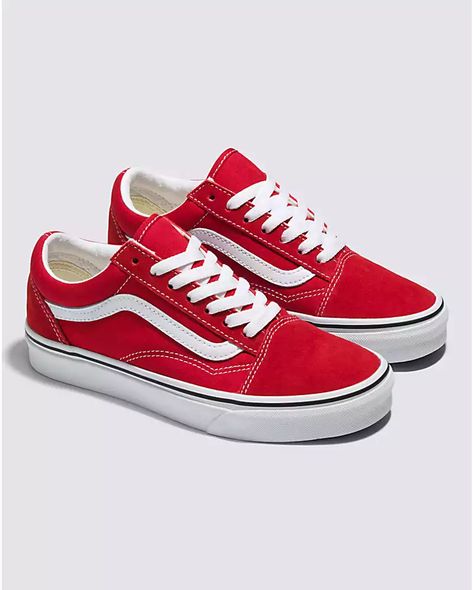 Vans | Old Skool Racing Red/True White Shoe Vans Sneakers Outfit, Red Vans Shoes, Red Checkered Vans, Vans Outfit, Vans Store, Red Vans, White Shoe, Vans Red, Vans Logo